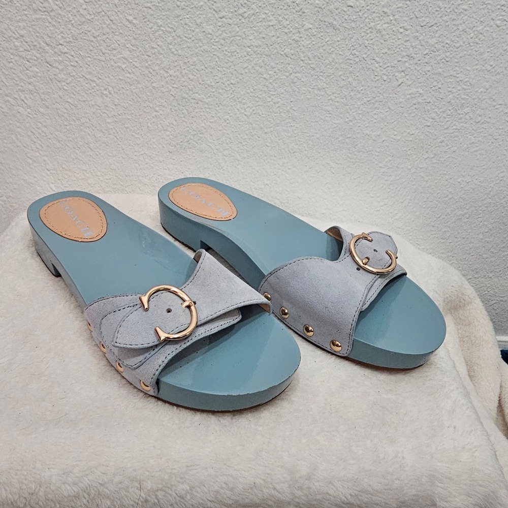 Coach Bleeker Suede Blue Sandals Women's Size 8 - Picture 3 of 7
